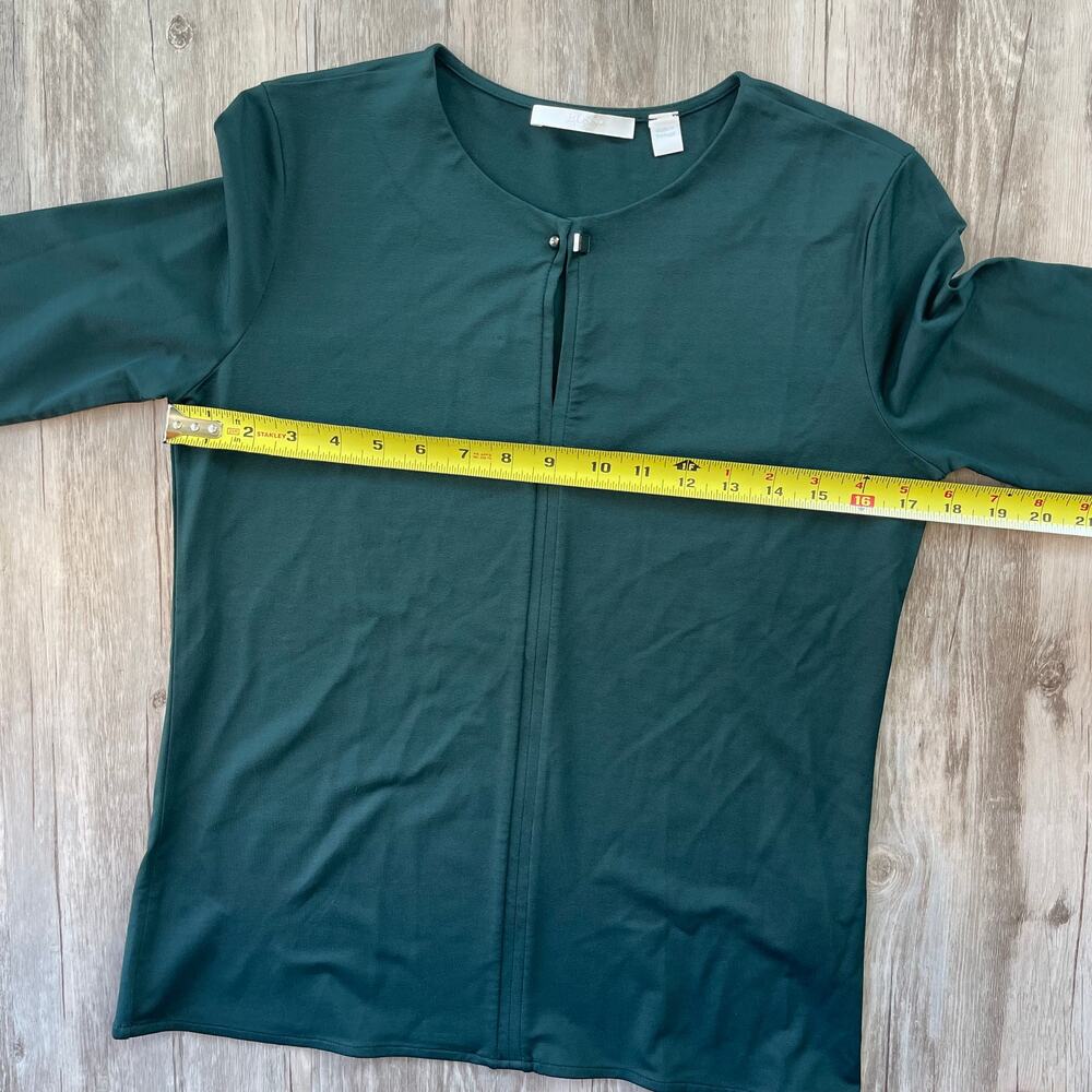 Hugo Boss Women’s Dark Green 3/4 Sleeve‎ Keyhole Neck Blouse Top Sz Small Office - Picture 8 of 10